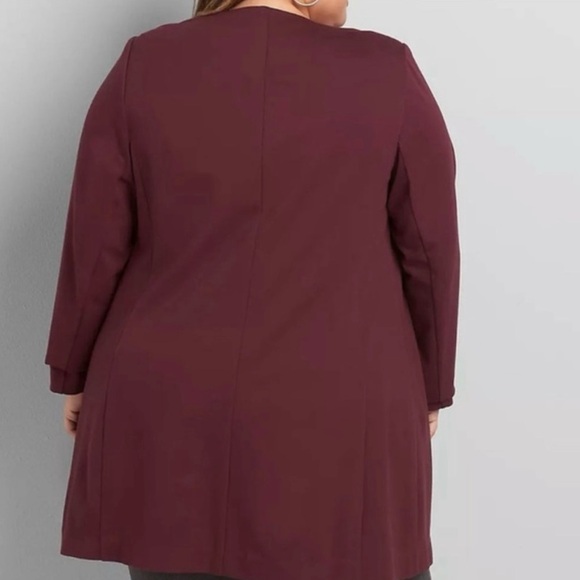 Lane Bryant Ponte Open Front Jacket Burgundy Size 18/20 - Picture 2 of 8